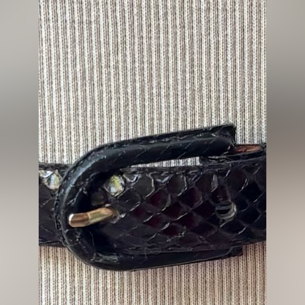 Vintage Jana For Madrid Black Genuine Snake Skin Belt marked L - Picture 3 of 8